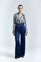 Lisa Belt Detailed Satin Trousers - Navy Blue - 4