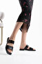 Black Genuine Leather Slippers Tr31My33A