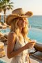 Natural Straw Western Cowboy Hat – Handwoven, Tassel Trim, Beaded Detail Summer Cowboy Hat - 3