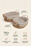 Set of 2 Oval Bamboo Bread Baskets, Metal Frame with Handles, Lace Floral Pattern Fabric - 2