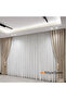 Titiem Effect Bamboo 1/3 Dense Pleated Non-Ironing Flat Tulle Curtain Suitable for Living Room and Guest Rooms