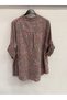 Women's Mink Italian Line and Floral Patterned Fakir Cufflink Judge Collar Blouse 40 - 44 Size - 5
