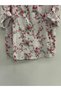Women's White Italian Line and Floral Patterned Fakir Sleeve Buttoned Judge Collar Blouse 40 - 44 Size - 4