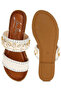 Women Shell & Diamante Slip On Sandals in White - 4