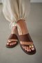 Zenira Flat Sole Flip Flops with Gold Accessory Detail for Women - Brown
