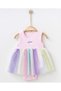 Baby Girl Rainbow Embroidered Tulle Snap-On Dress Pink (100% Cotton) - 3