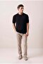 Dogen Hakim Collar Buttoned Short Sleeve Slim Knitwear Men's T-Shirt - Black - 5