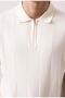 Ritchie Zippered Polo Collar Vertical Striped Short Sleeve Slim Knitwear Men's T-Shirt - Beige - 4