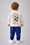 Baby Boy Teddy Bear Toy Bear Front-Back Printed 2-Piece Tracksuit Set – Transitional 2-Thread Bottom Top Set - 3