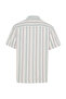 Men's White Comfort Fit Striped Short Sleeve Shirt - 2