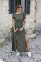 Women's Short Sleeve Backless Slit Detailed Viscose Dress