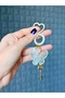 Butterfly Detailed Bag Charm Keychain – Stylish Beaded Bag Accessory with Heart Ring - 2