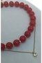 Steel Zircon Stone Necklace & Red Acrylic Bead Necklace Combo – Stylish Layered Women's Necklace Set - 2