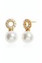 Women's Steel Earrings with Pearl Detail and Zircon Stone – Elegant Hoop Model Dangle Earrings - 3