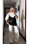 Ecru Strappy Satin Lace Tshirt - 1084 - 2