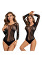 Women’s Body Stocking Lingerie – Mini Seamless Fishnet Mesh Bodystocking Teddy Bodysuit - 6