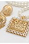 Elegant Pearl Necklace & Earrings Set with Arabic Calligraphy Pendant - 5
