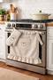 Farmhouse Oven Apron and Glove Set |   Wreathed Bee Patterned |   Gingham Ruffled Stylish Design - 5