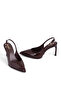 Women's Black Patent Leather Pointed Toe Thin Heel Daily & Classic Stiletto Shoes with Back Strap - 3