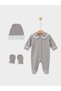 Unisex Baby Set 3-Piece (Overalls + Hat + Gloves) Cotton Newborn Hospital Release Gray Baby Set - 2