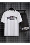 Women/Girls Positive Vibes Only Oversize T-Shirt and Shorts Set - 2