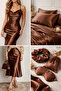 Brown Shiny Satin Fabric Selling by the Meter 150cm Width Luxury Flowy Fabric - 3