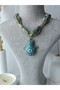 Bandana Scarf Necklace Khaki Green Fabric Fatma Ana Hand Hamza Hand - 3