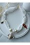 Bandana Scarf Necklace White Fabric Turtle Navy Blue Crab Red Moving Shrimp Pearl - 8