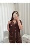 Women's Patterned Wrinkled Short Sleeve Pajama Set with Underwear - 7