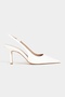 Parla White Patent Leather Open Back Pointed Toe Women's Heeled Shoes - 5