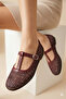 Mesh Embroidered and Embroidery-Detail Round Toe Luxury Women's Ballet Flats