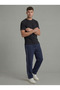 Men's Navy Blue Color Side Piping Baggy Sweatpants with Back Pockets, Comfortable Fit - 4