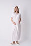 Women's Cotton Maternity Set - Lace Embroidered Pocketed Robe and Short Sleeve Nightgown 2-Piece Set - 6