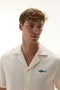 Men's Ecru Embroidered Resort Collar Linen Blend Short Sleeve Shirt - 3