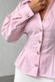 Women's Candy Pink Waist-Slit Shirt with Pleated Detail and Stylish Buttons V-Neck Shirt - 2