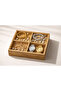 4-Compartment Wooden Organizer, Snack Box, Turkish Delight Box, Breakfast Box, Tea Bag Holder, Jewelry Box, 20X20 Cm, Box with Handle - 6