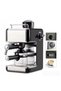 3.5 Bar Espresso Coffee Maker with Milk Frother, 240ml Glass Carafe & Measuring Spoon, Black/Silver
