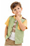 Boy's Linen Shorts, Shirt with Pockets, T-Shirt with Text Pattern, Three-Piece Set - 2