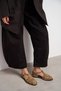 Hugel Rome Beige Suede Leather Buckle Detail Flat Sole Women's Sandals - 8
