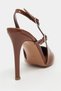 Ladonia Tan Patent Leather Back Open Buckle Detail Women's Heeled Shoes - 8