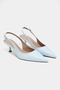 Megy Baby Blue Matte Back Open Buckle Detail Pointed Toe Women's Heeled Shoes - 4