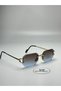Cartyy V12B Blue Sunglasses Geometric Gold Frame 54 Inserts - 2
