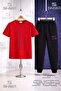 Children's Vertical Two Line Long Printed T-Shirt Tracksuit Set