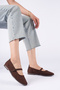 Women's Daily Dark Brown Suede Strappy Ballet Flats