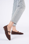 Women's Daily Dark Brown Suede Strappy Ballet Flats - 2