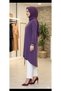 Plum Colored Sleeves with Ribbed Detailing, Stone Embellished Pockets, Lace-Up Hem Below the Knee, Modern Aerobin Hijab Tunic. - 2