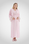 New Season Pink Maternity Summer Lace Detailed Design Short Sleeve Dressing Gown Nightgown Set - 2