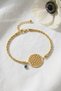 Accessories Flower of Life Evil Eye Beaded 18+5 cm Adjustable Golden Yellow Women's Steel Bracelet - 2