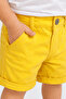 Baby Boy Yellow Belted Buttoned Chino Shorts 9-36 Months Summer Cotton Shorts - 3