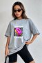 Women's Cotton 100% Oversized T-Shirt Donut Worry Old Printed 30/1 Fabric - 2